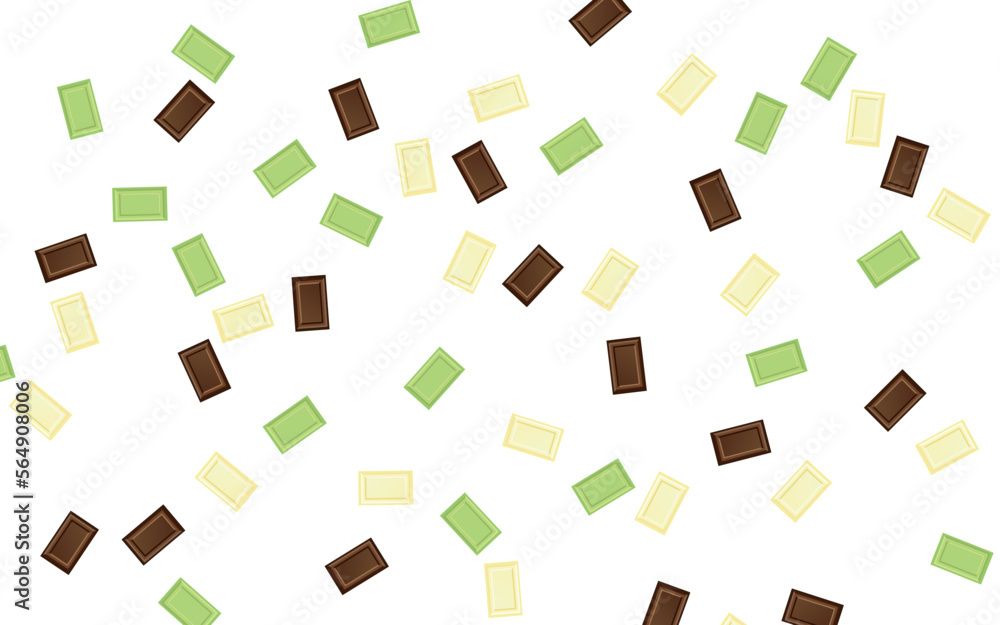 チョコレートを散りばめた背景 抹茶 ピスタチオチョコ ミルクチョコレート ホワイトチョコレート チョコレートを散りばめた背景 抹茶 ピスタチオチョコ ミルクチョコレート ホワイトチョコレート