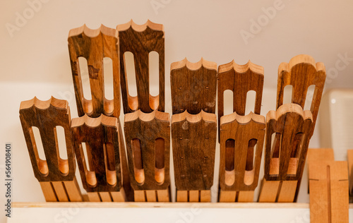Set of wooden classic guitar headstocks