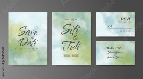 Wedding invitation with abstract watercolor background