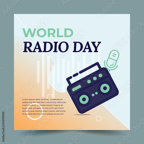 World radio day 13 February. Vector Illustration. Radio day banner or poster