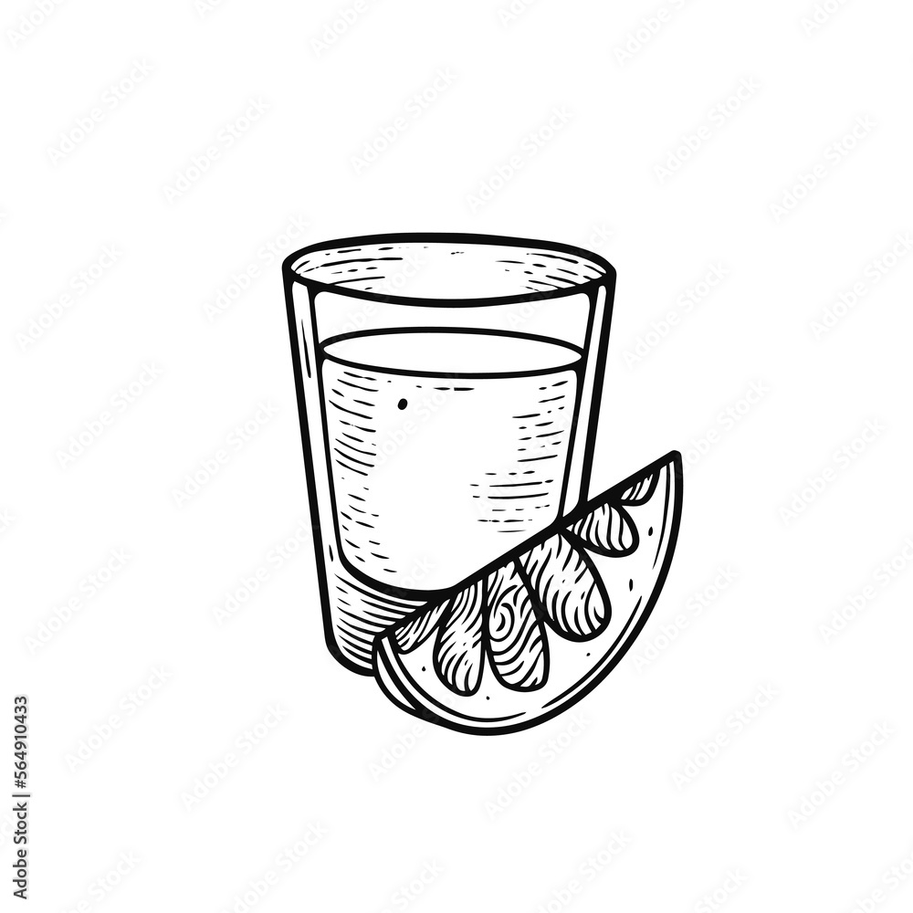 Tequila hand drawn black color outline sketch style vector art illustration. Tequila hand drawn black color outline sketch style vector art illustration.
