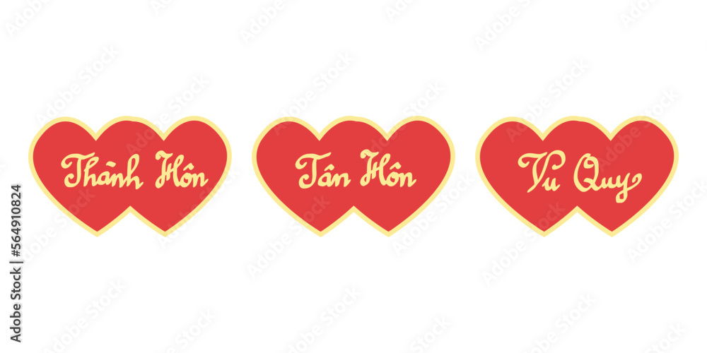 Vietnamese wedding signs clipart, flat vector illustration isolated on white. Wedding sign Vietnamese wedding signs clipart, flat vector illustration isolated on white. Wedding sign