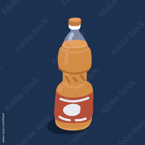 Cartoon vector illustration of Olive oil glass bottles with olive oil