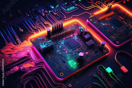 Advanced Circuitry Board, The Metaverse, Digital Illustration, Generative AI