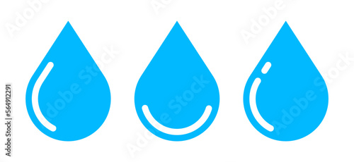 Blue water drop icons design vector. Nature dew droplet symbol.