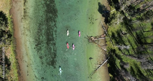 Clear waters of the pristine rivers of southern Oregon viewed form above photo