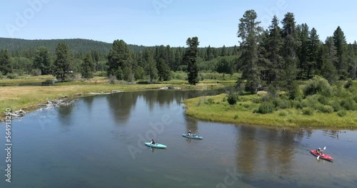 Beautiful crooked river kayaking in clam waters of Southern Oregon photo