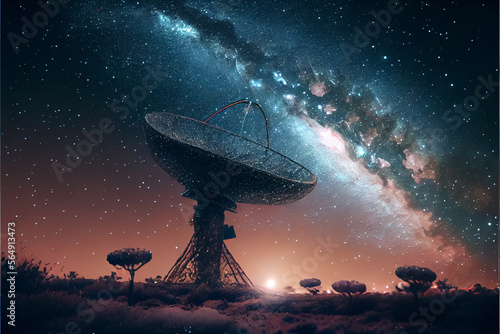 Highly detailed telecommunication exploring the sky and stars . AI