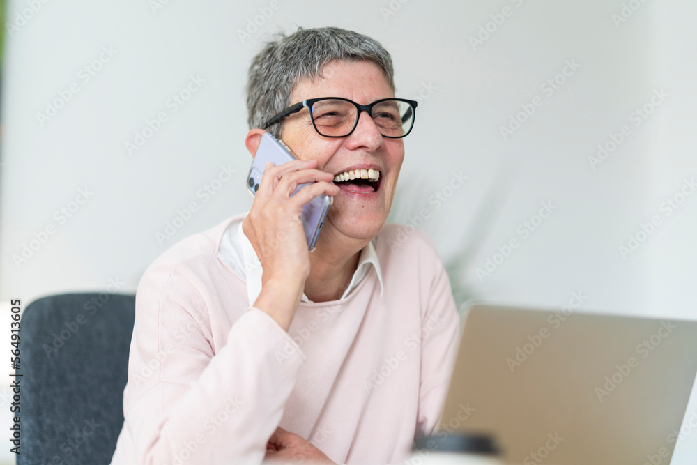 Happy woman talking on smartphone Happy woman talking on smartphone
