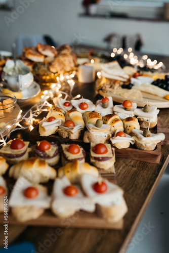 Festive feast for family photo