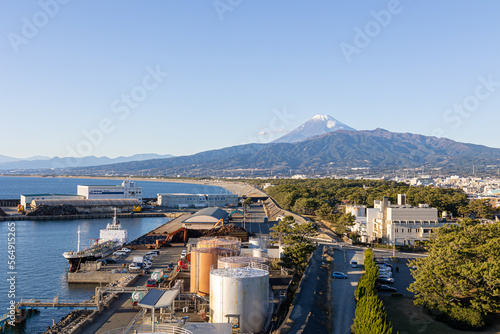 沼津港大型展望水門 びゅうおから見た富士山