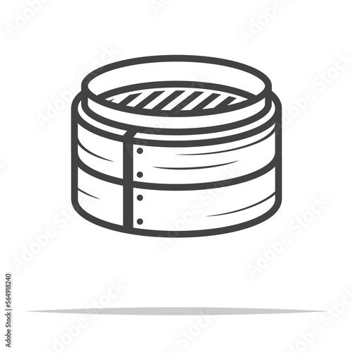 Bamboo steamer basket icon transparent vector isolated