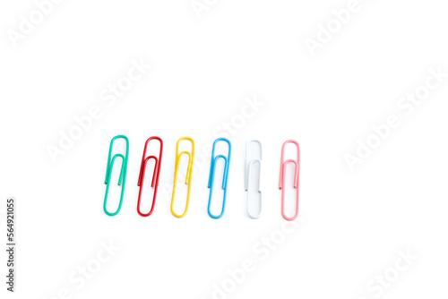 Paper clip or office bind clip, stationery, realistic object on isolated white background. Office leadership and team work concept.