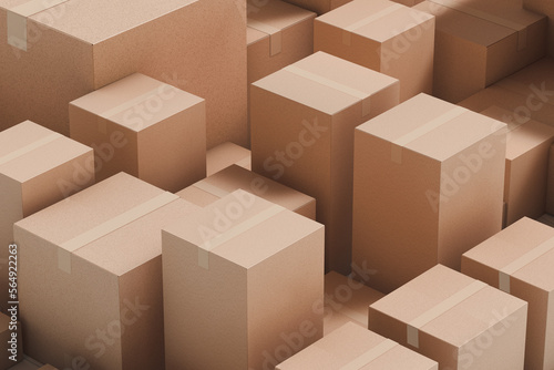 Cardboard boxes prepared for shipping photo