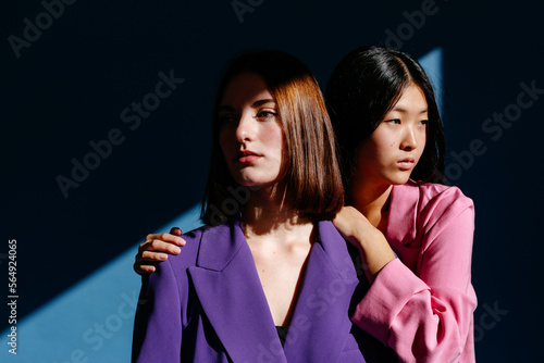 Diverse women in studio with sunlight