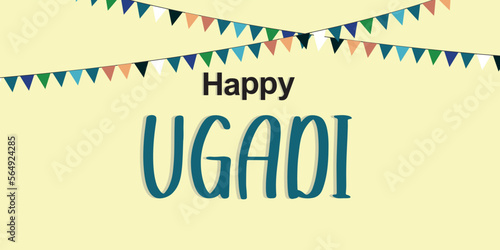 Indian traditional festival Ugadi, festival Happy Ugadi New Year's Day festival of Andhra Pradesh, Telangana, and Karnataka in India, Vector illustration