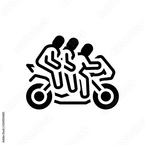 Black solid icon for triple bike