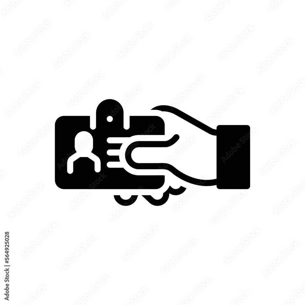Black solid icon for id license card Black solid icon for id license card