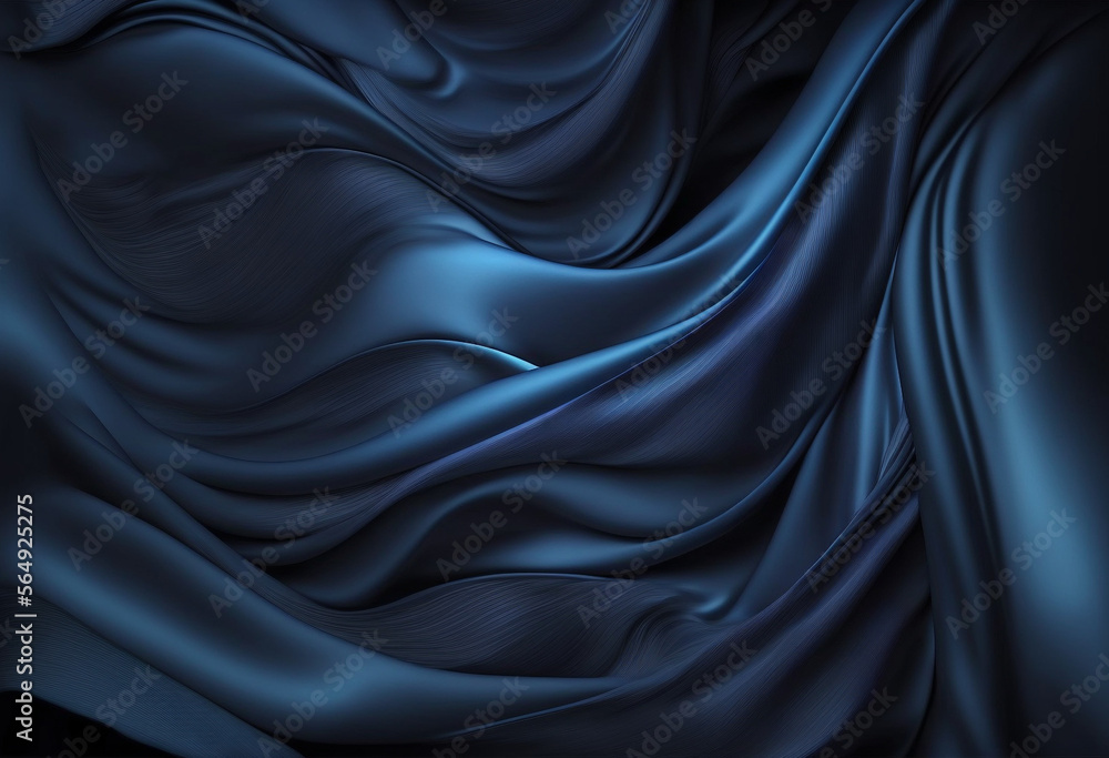 Obraz premium Ai-Generated Glimmering Luxury: An Abstract Dark Blue Background of Velvet, Satin, and Glittering Sheen