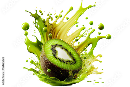 kiwi with kiwi juice isolated