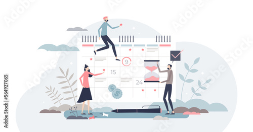Calendar agenda for appointment and meeting planning tiny person concept, transparent background.Project deadline, financial future plans and business schedule illustration.