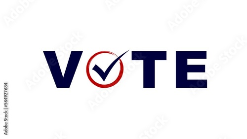 Animated VOTE with checkmark icon on white background