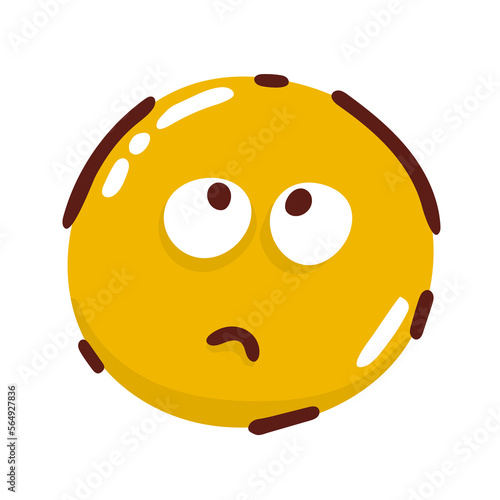 smiling emoji with mouth dissatisfied emoticon isolated on white
