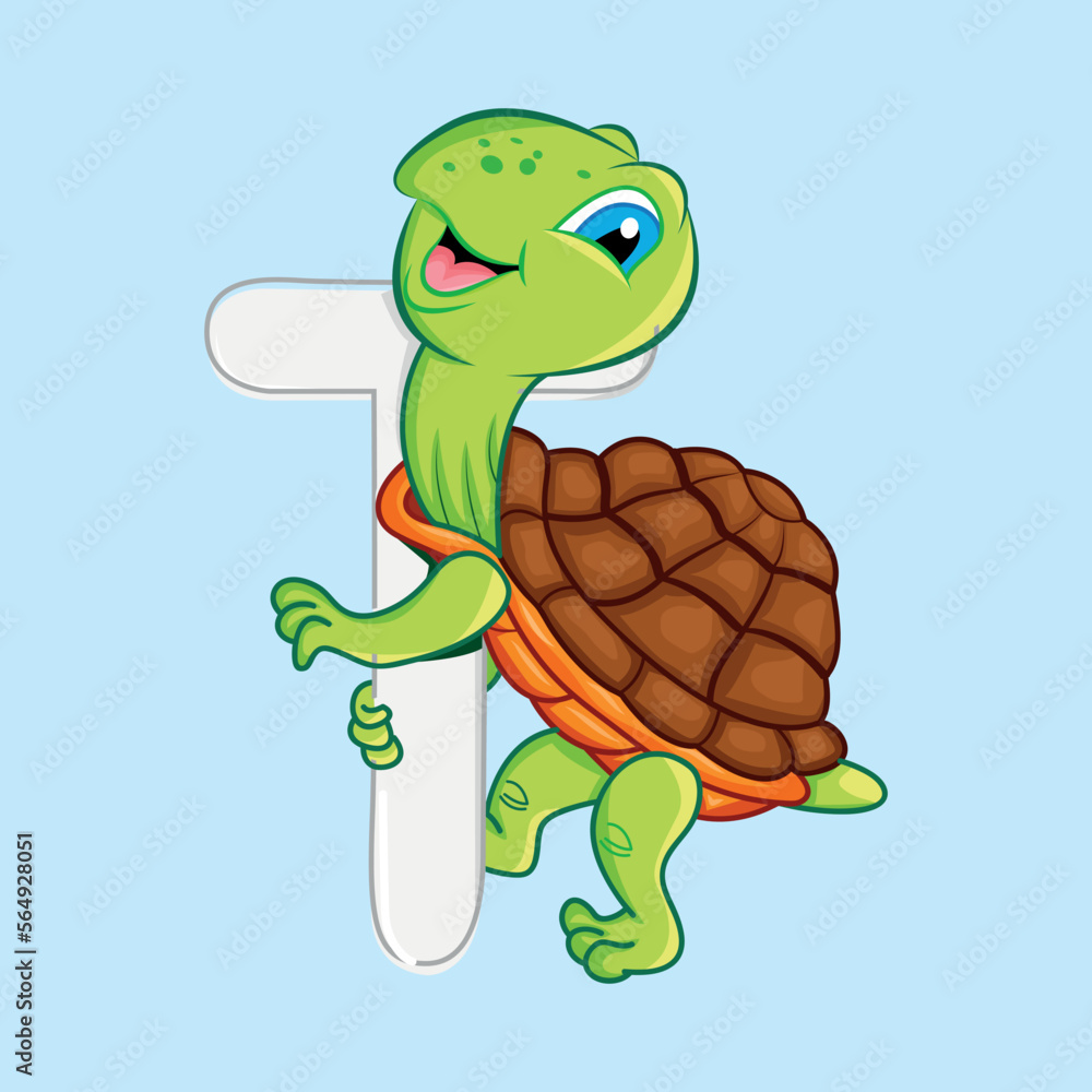 Fototapeta premium Tortoise Vector Art, T for tortoise,