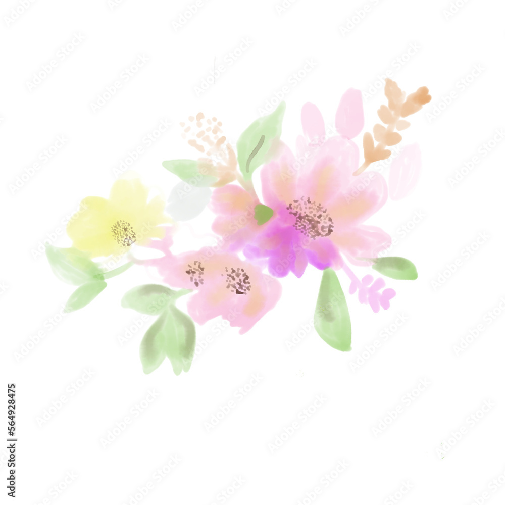 flower floral watercolor bouquet bunch wedding template card peony