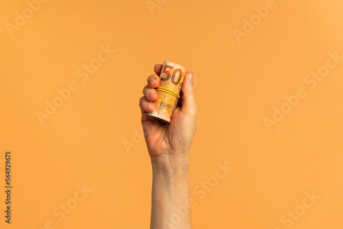 Hand holding euro money