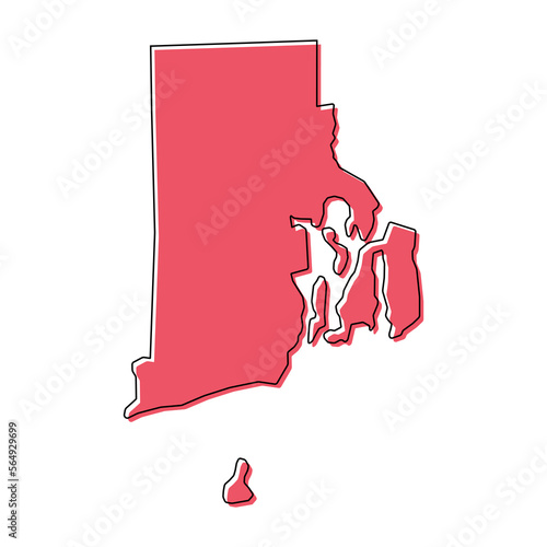 Rhode island map shape, united states of america. Flat concept symbol vector illustration