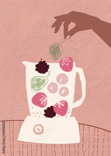 Smoothie drink in blender food illustration