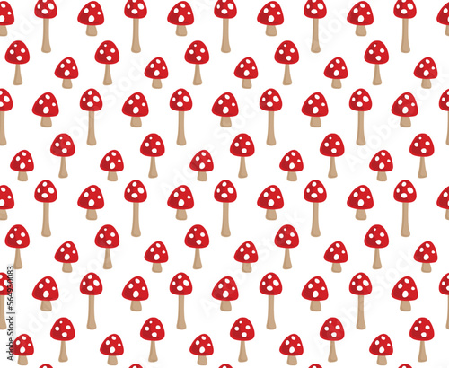 Seamless background with red forest mushrooms.