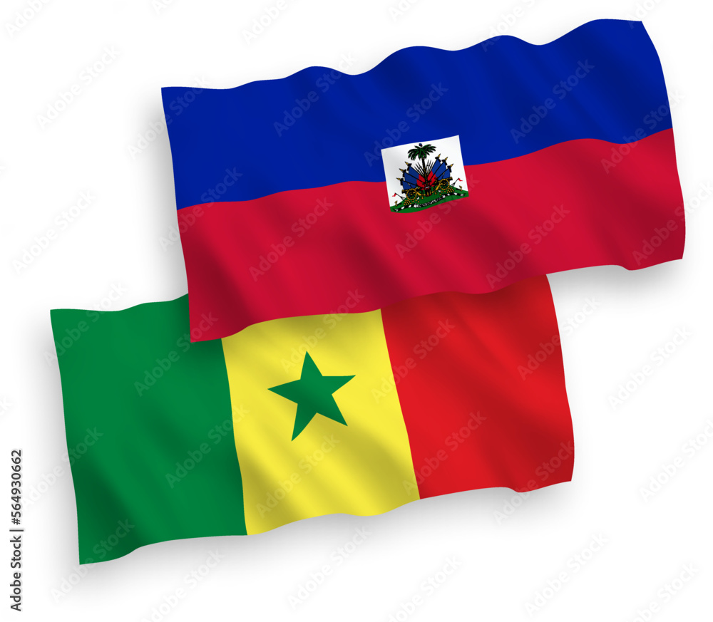 Flags of Republic of Senegal and Republic of Haiti on a white background