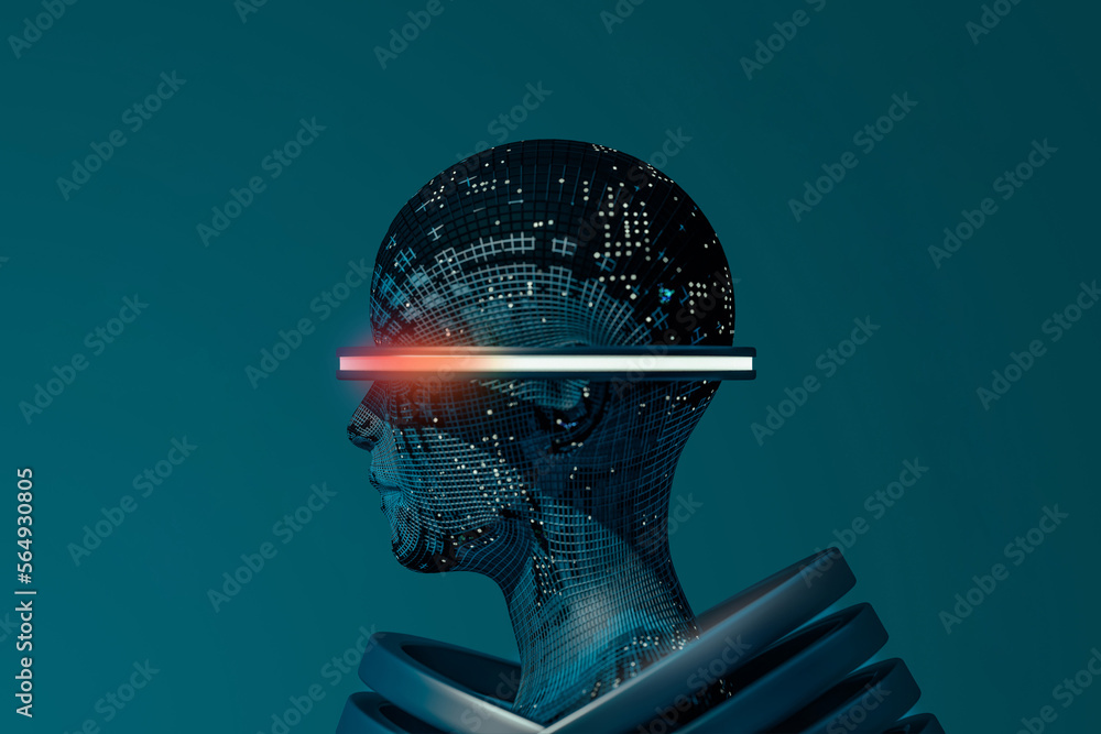 © Marcos Osorio/Stocksy - Artificial intelligence in humanoid head