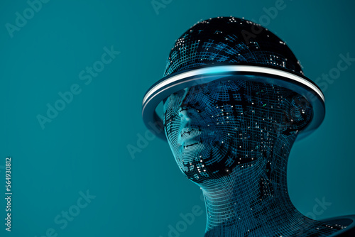 Artificial intelligence in humanoid head photo