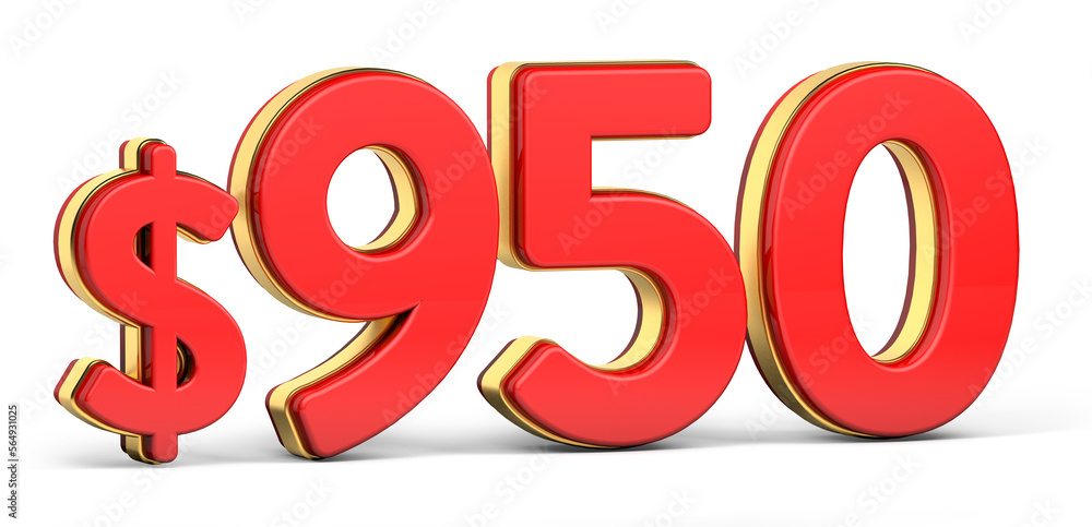 3d golden $950 isolated on background. 3d illustration. 3d golden $950 isolated on background. 3d illustration.