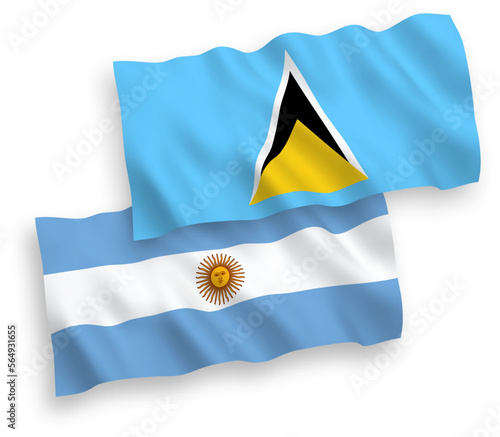 Flags of Saint Lucia and Argentina on a white background