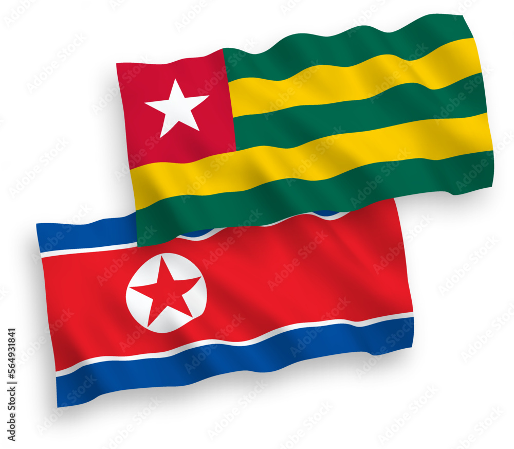 Flags of North Korea and Togolese Republic on a white background Flags of North Korea and Togolese Republic on a white background