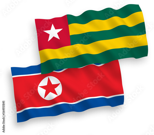 Flags of North Korea and Togolese Republic on a white background
