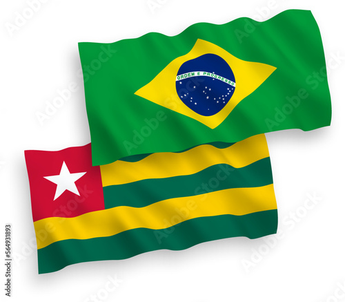 Flags of Brazil and Togolese Republic on a white background