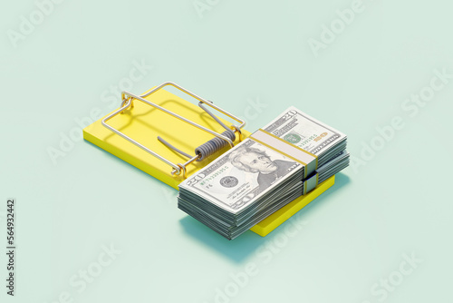 Money debt / loan trap 3D conceptual image photo