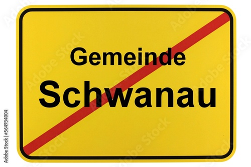 Illustration eines Ortsschildes der Gemeinde Schwanau in Baden-Württemberg photo