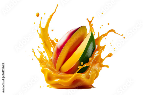 Obraz na płótnie mango with mango juice splash