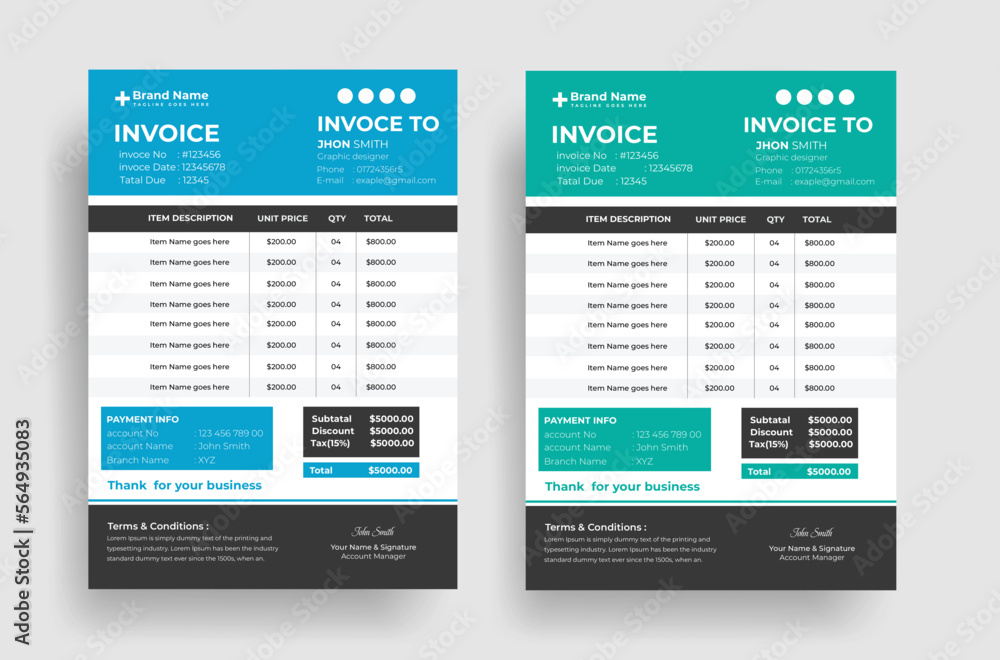 Professional Business professional invoice Design template Professional Business professional invoice Design template