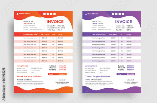 Professional Business professional invoice Design template