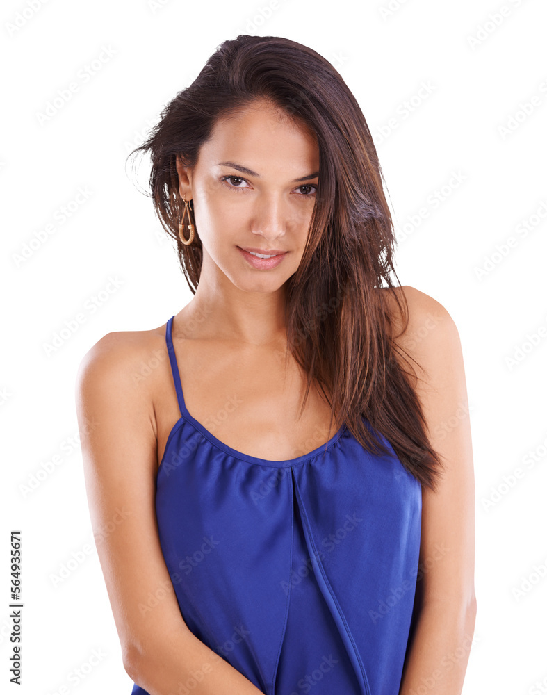 A beautiful young woman in a blue top with a sassy facial expression and looking at the camera isolated on a PNG background. A beautiful young woman in a blue top with a sassy facial expression and looking at the camera isolated on a PNG background.