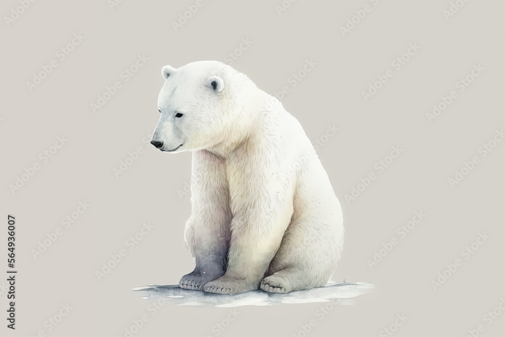 Fototapeta premium Polar Bear - Watercolor (Generative AI Art)