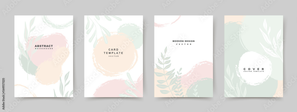 Spring pastel abstract background with organic shapes and floral elements. Trendy design templates for card, poster, business card, flyer, brochure, magazine, social media, banner, invitation Spring pastel abstract background with organic shapes and floral elements. Trendy design templates for card, poster, business card, flyer, brochure, magazine, social media, banner, invitation