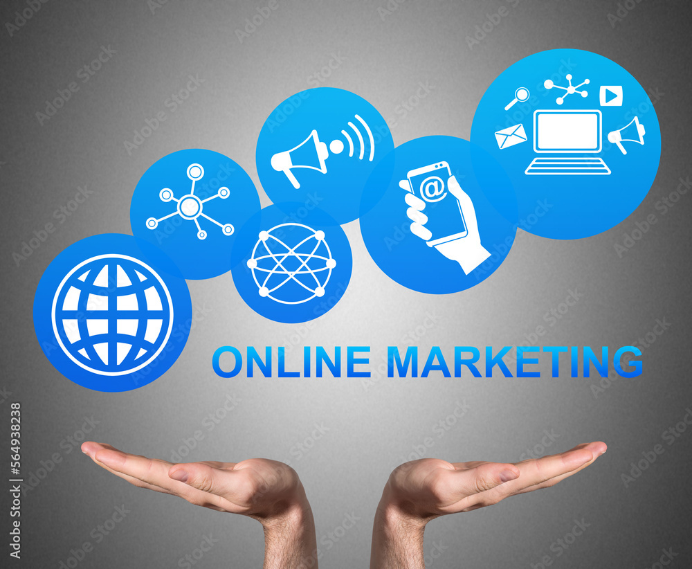 Fototapeta premium Online marketing concept sustained by open hands